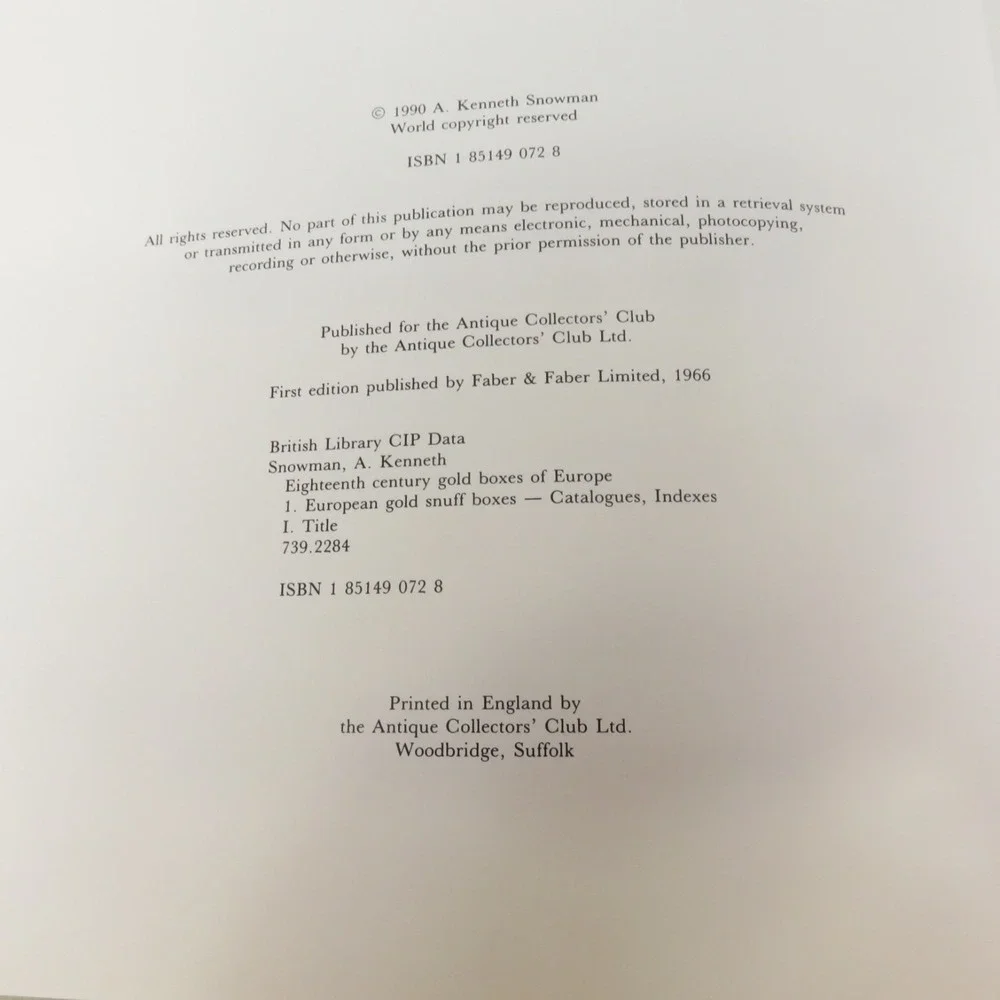 Eighteenth Century Gold Boxes of Europe by Snowman, Kenneth A. 1990